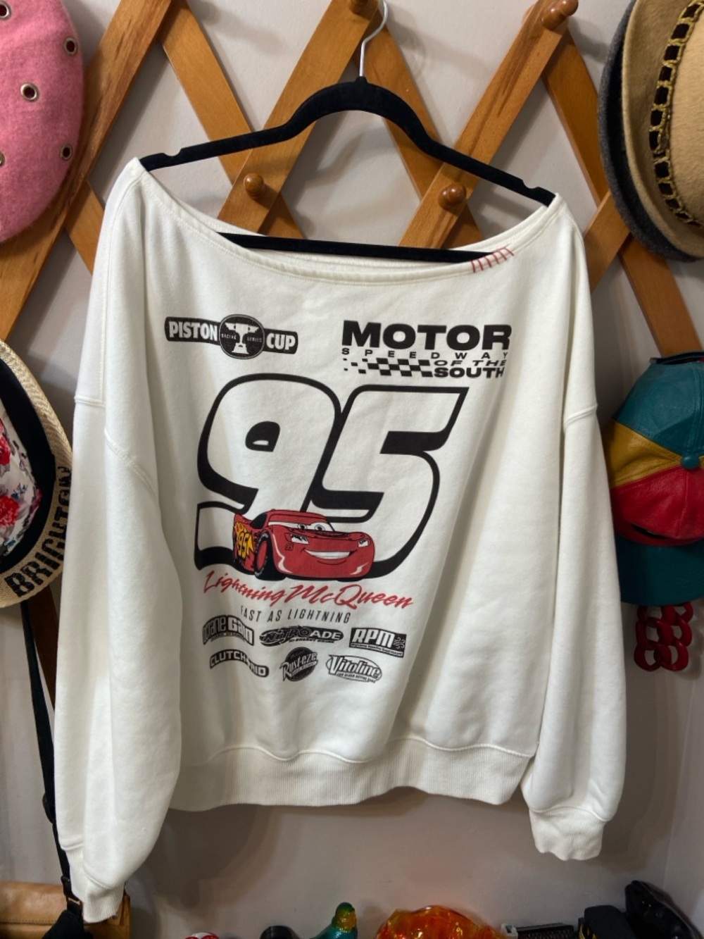 Disney Cars Lightning McQueen Off The Shoulder Sweatshirt